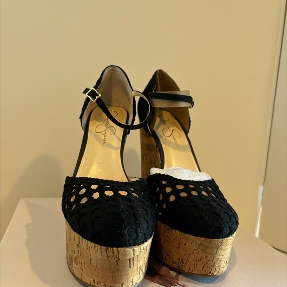 JESSICA SIMPSON Marshela Ankle-Strap Platform Wedge Sandals Woven Cutout shoes - Picture 13 of 16